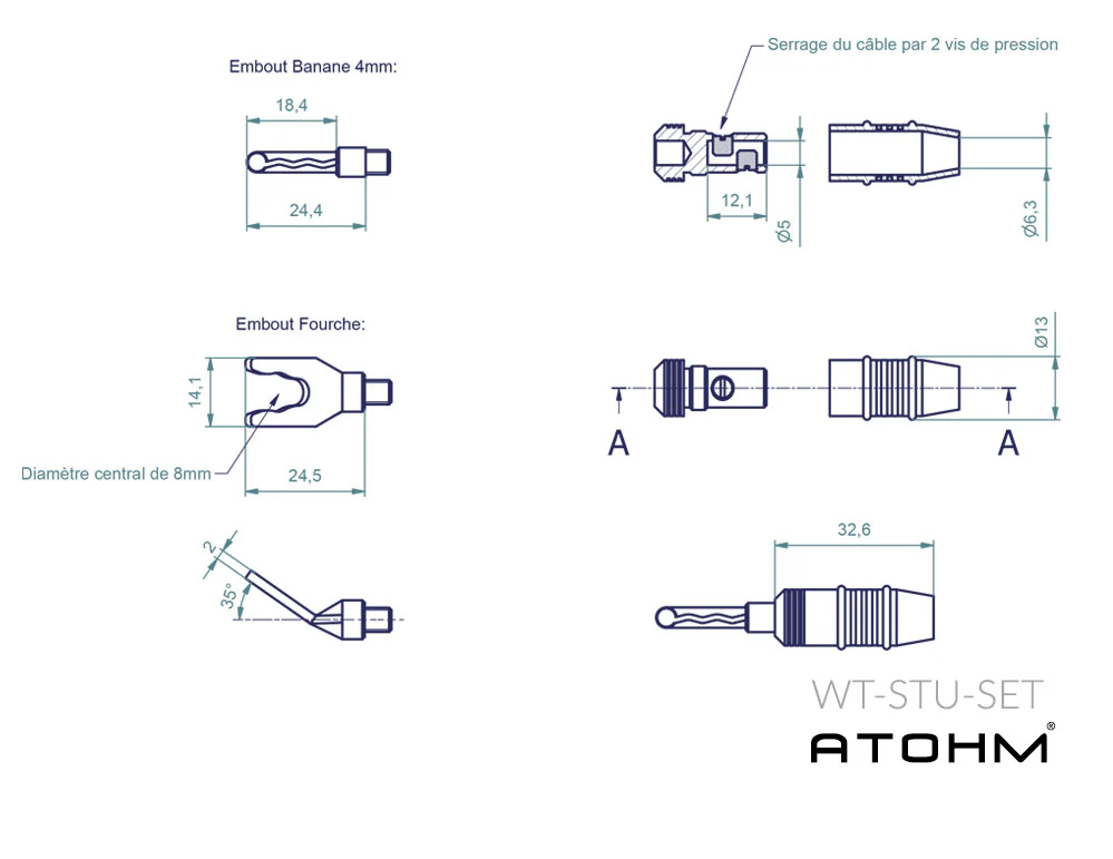 Atohm connecteurs fourche et banane (paire) - Image 2